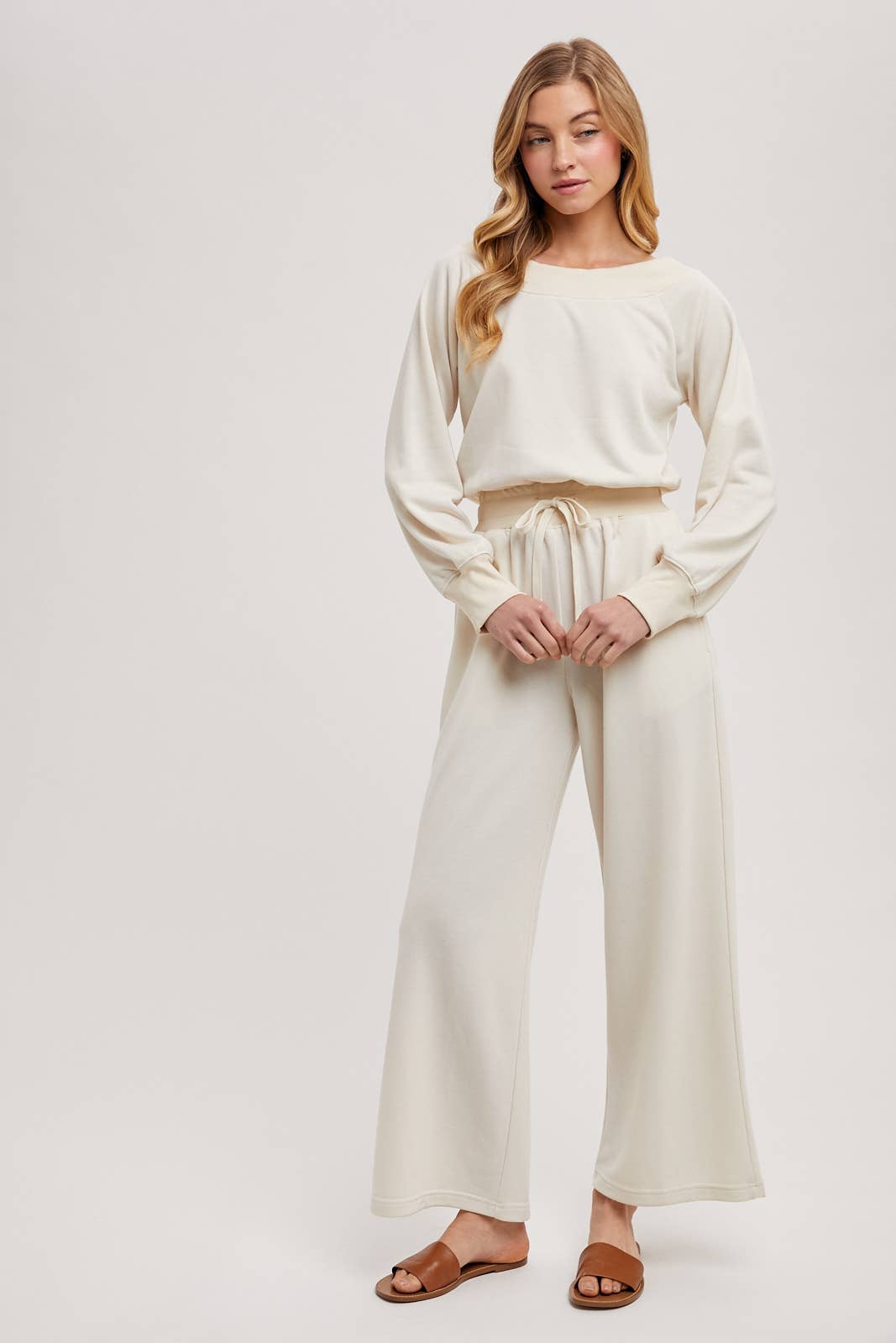 WIDE NECK OFF THE SHOULDER KNIT JUMPSUIT