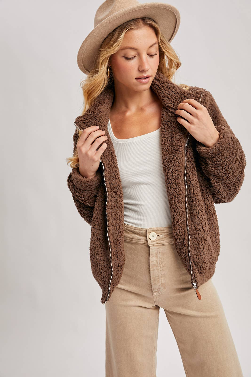 FLEECE ZIP UP TEDDY JACKET