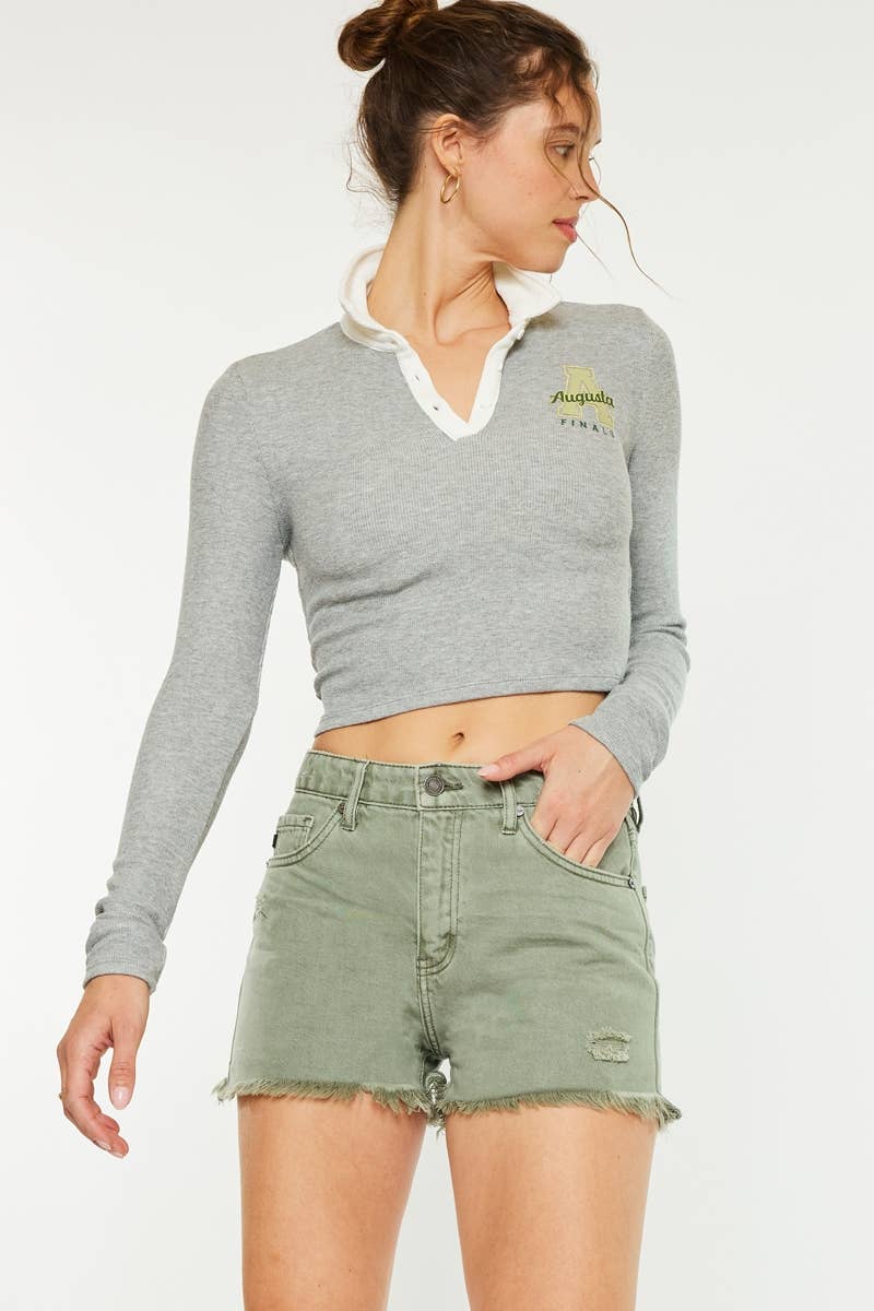 Olive Denim Shorts (PRE🤍ORDER)