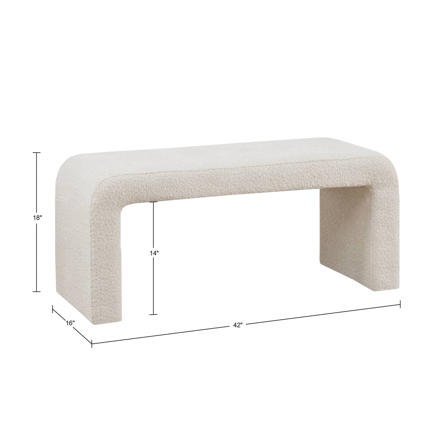 Cream Transitional Boucle Waterfall Accent Bench