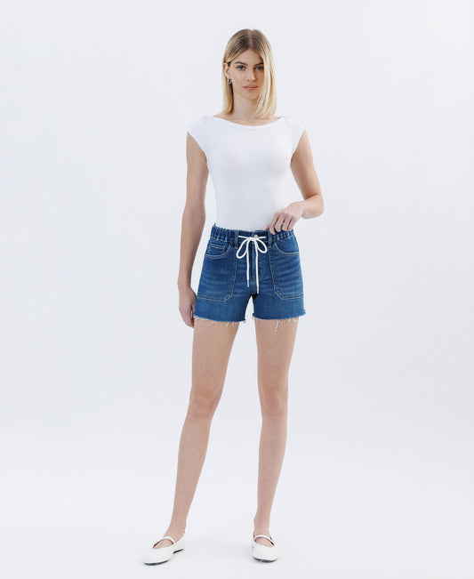 HIGH RISE DRAWSTRING DENIM SHORTS (PRE🤍ORDER)
