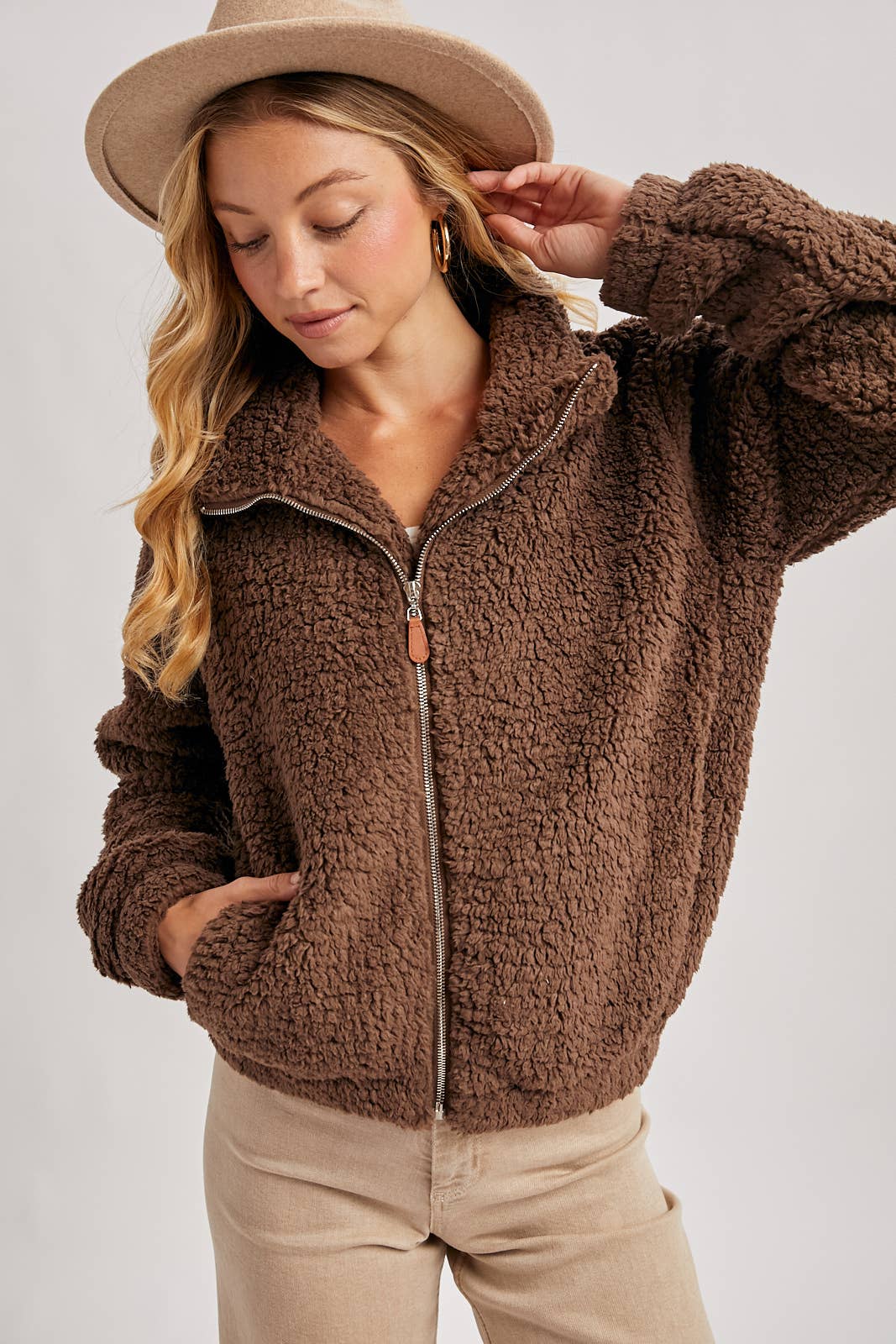 FLEECE ZIP UP TEDDY JACKET