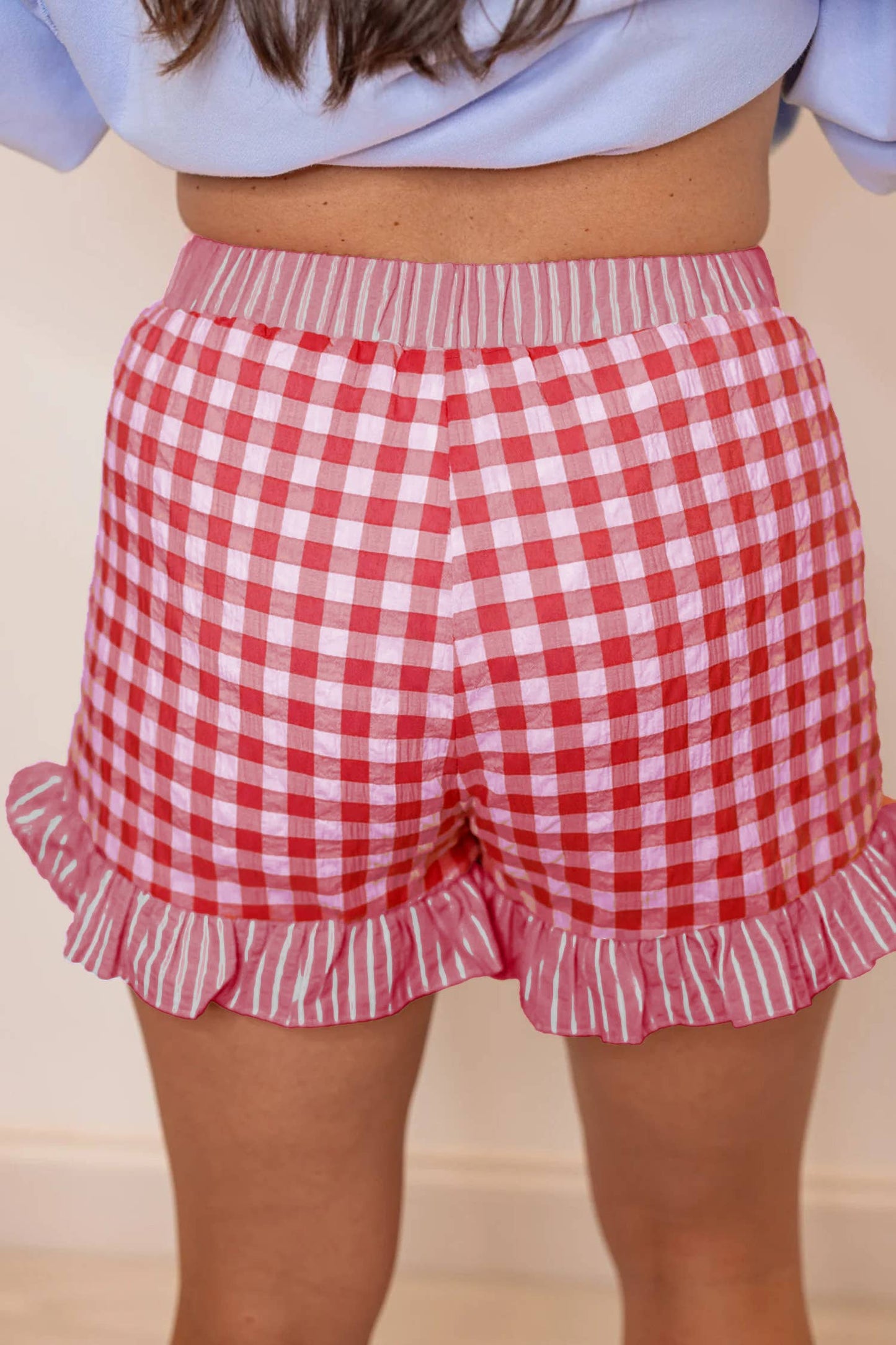 Floral Striped Ruffle Hem Lace Tie Shorts (PRE🤍ORDER)
