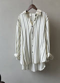 Striped button down cover up