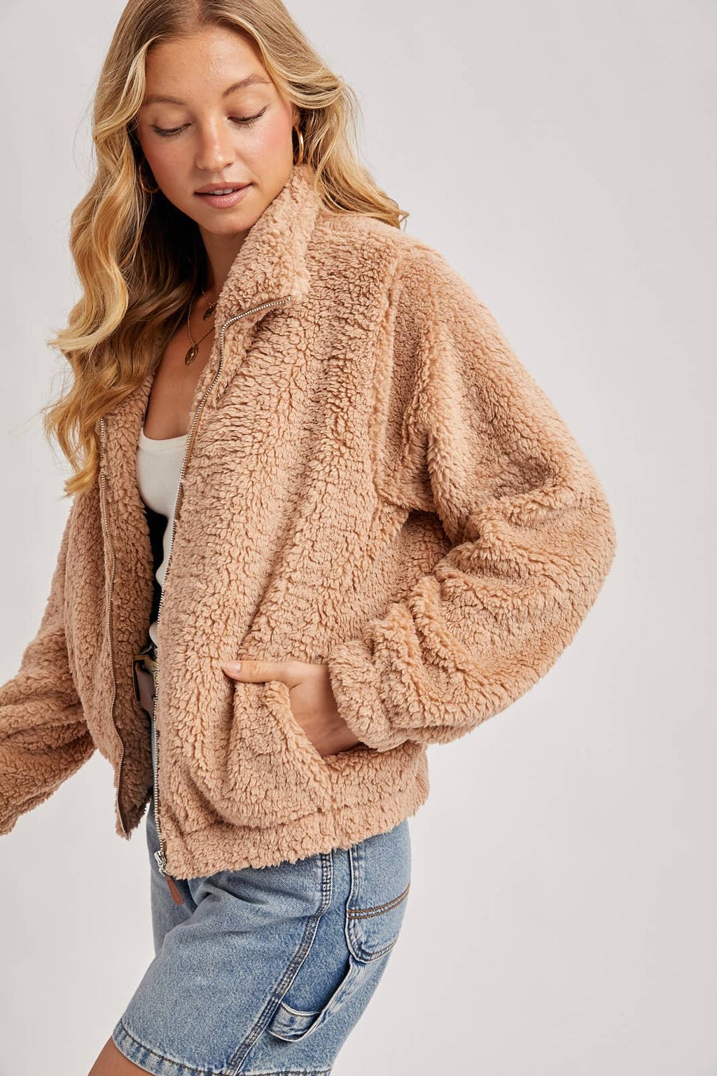 FLEECE ZIP UP TEDDY JACKET