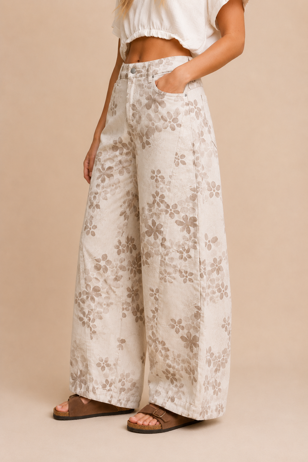 Floral Wide-Barrel Leg Jeans (PRE🤍ORDER)