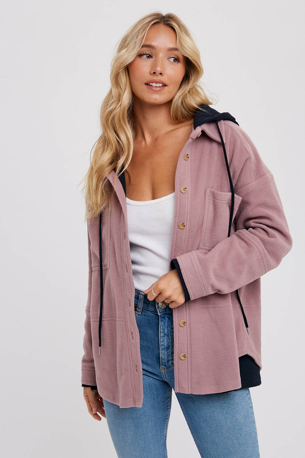 FLEECE HOODIE SHACKET