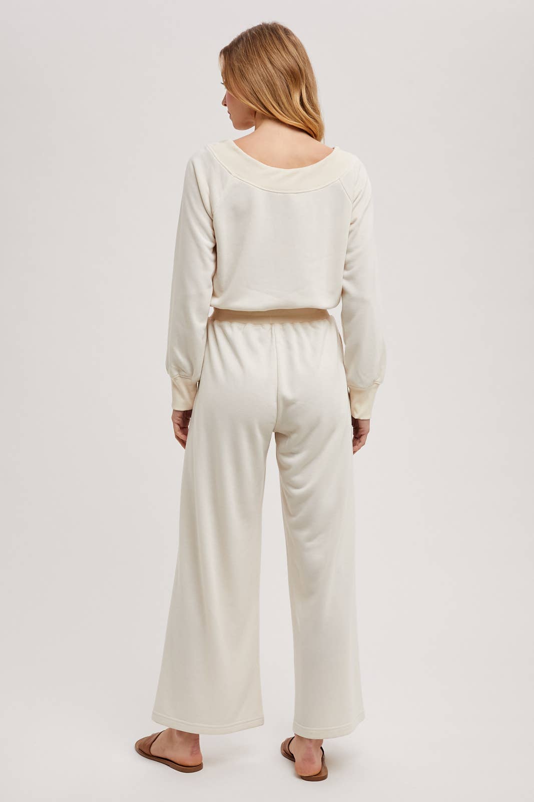 WIDE NECK OFF THE SHOULDER KNIT JUMPSUIT