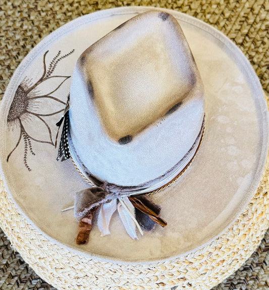 Tan Sunflower Custom Hat