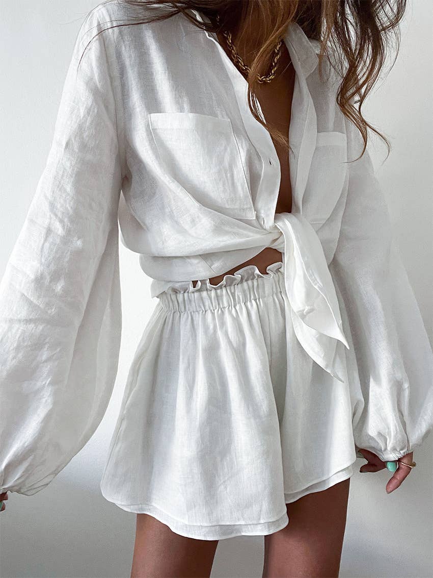Effortless Charm Solid Puff Shorts