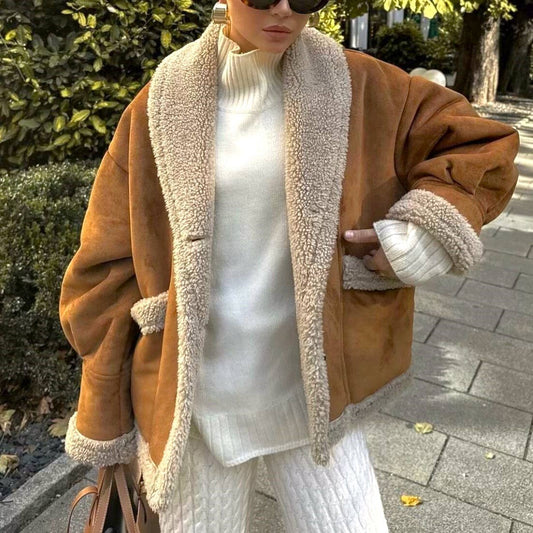 Retro Lapel Baggy Woolen Jacket