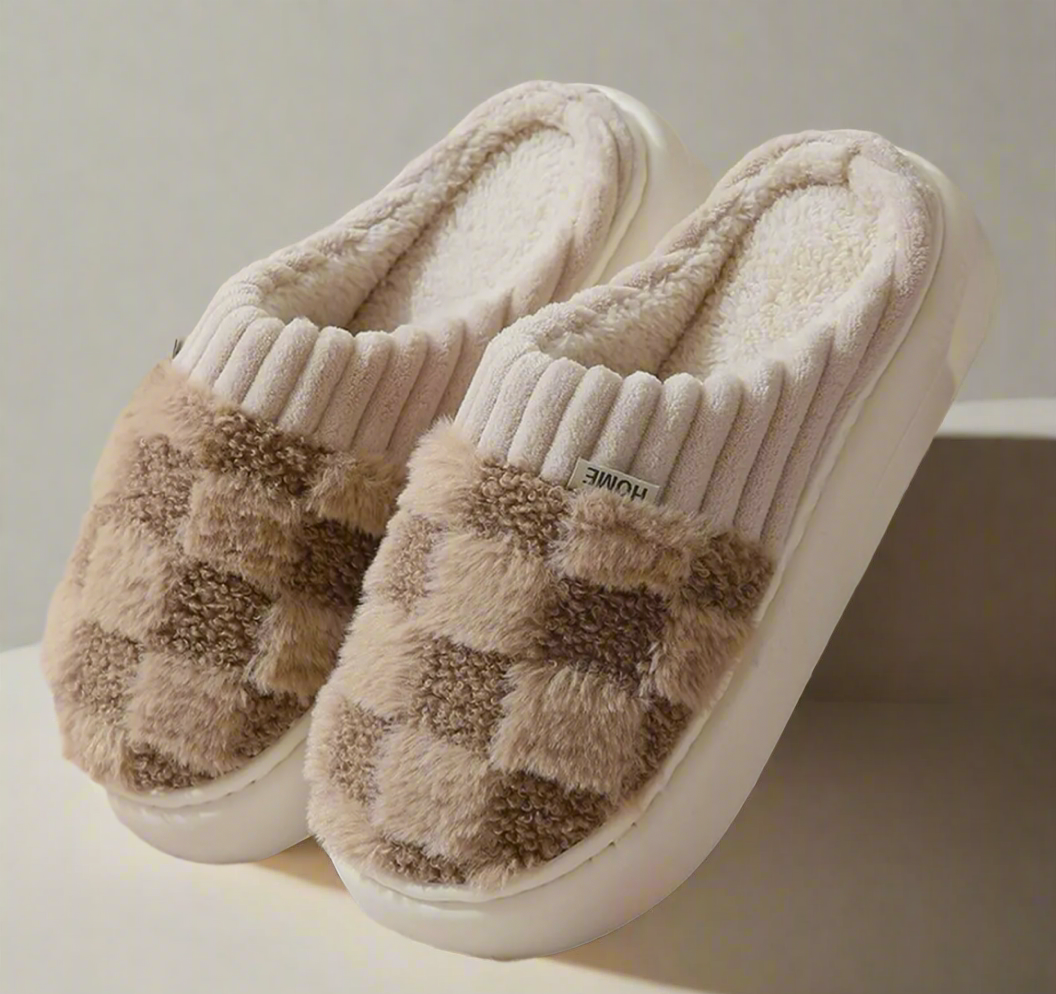 Checkered Fuzzy Slippers