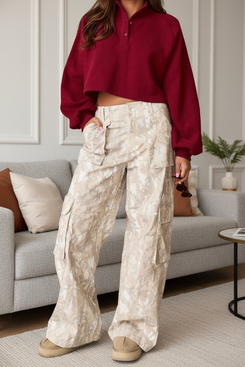 CAMO PRINT WIDE LEG PANTS (PRE🤍ORDER)