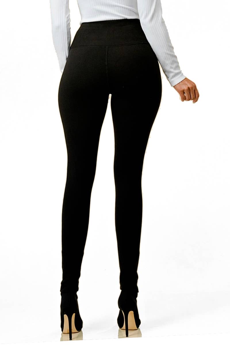 Solid color winter warm fleece lined High Waisted thermal leggings