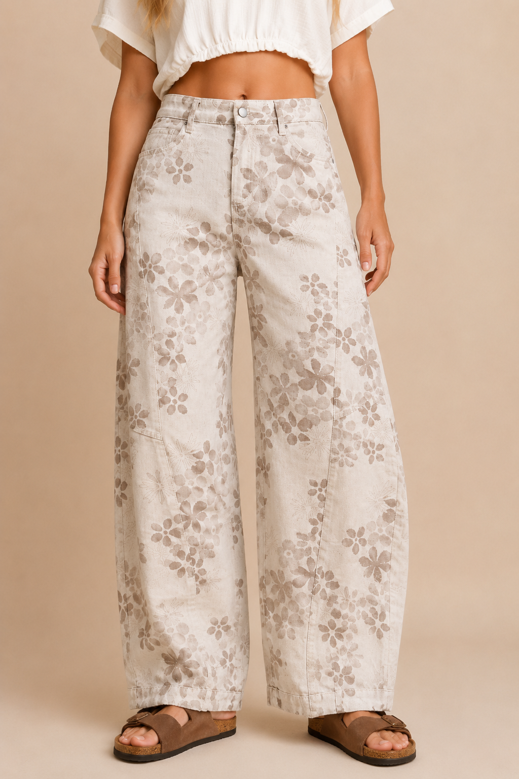 Floral Wide-Barrel Leg Jeans (PRE🤍ORDER)