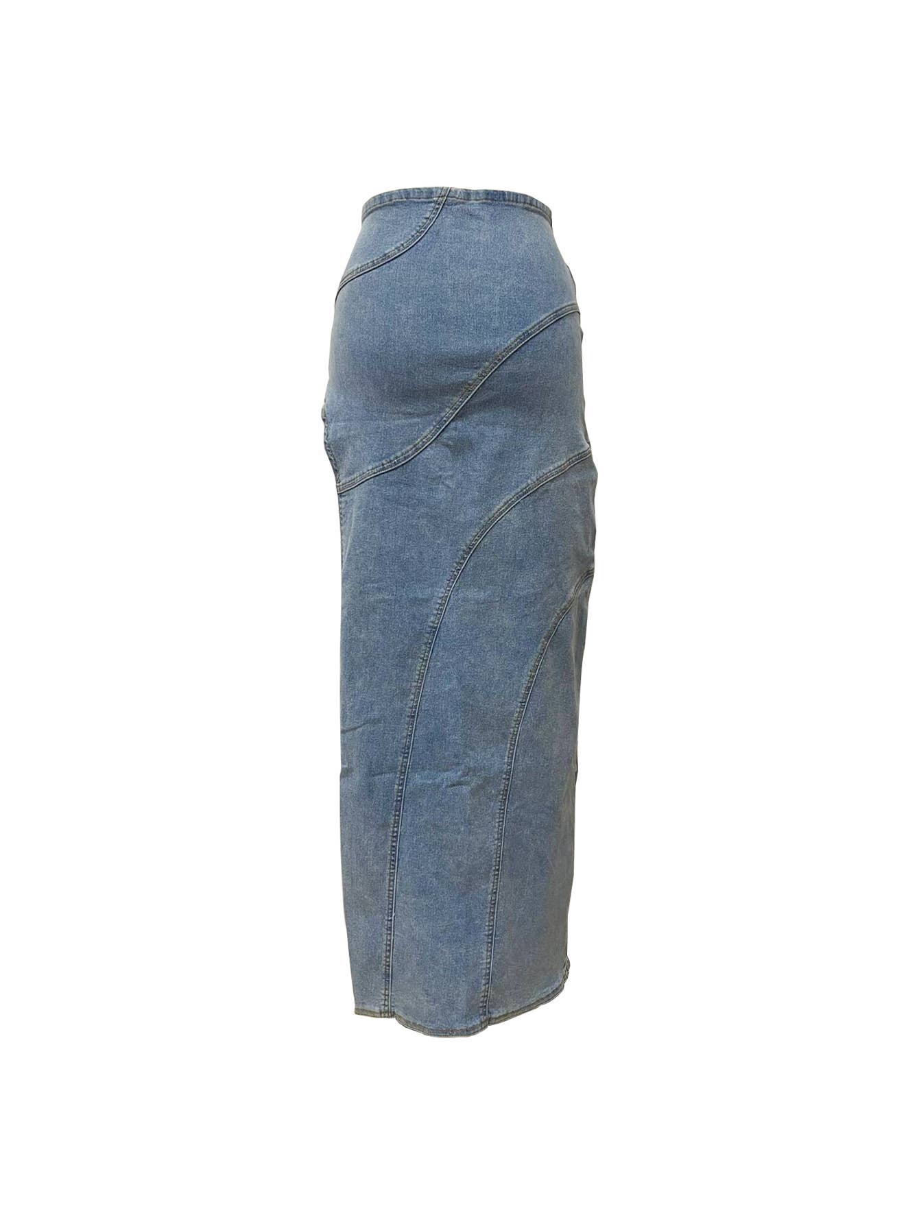 High slit denim skirt