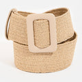 Rectangle Buckle Straw Braided Belt
