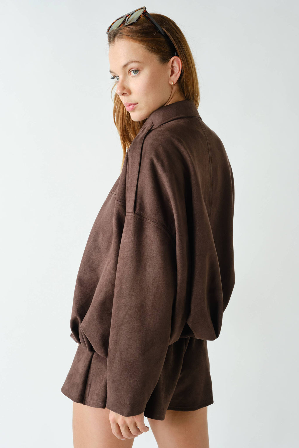 SUEDE-FINISH ZIP-FRONT JACKET (PRE🤍ORDER)
