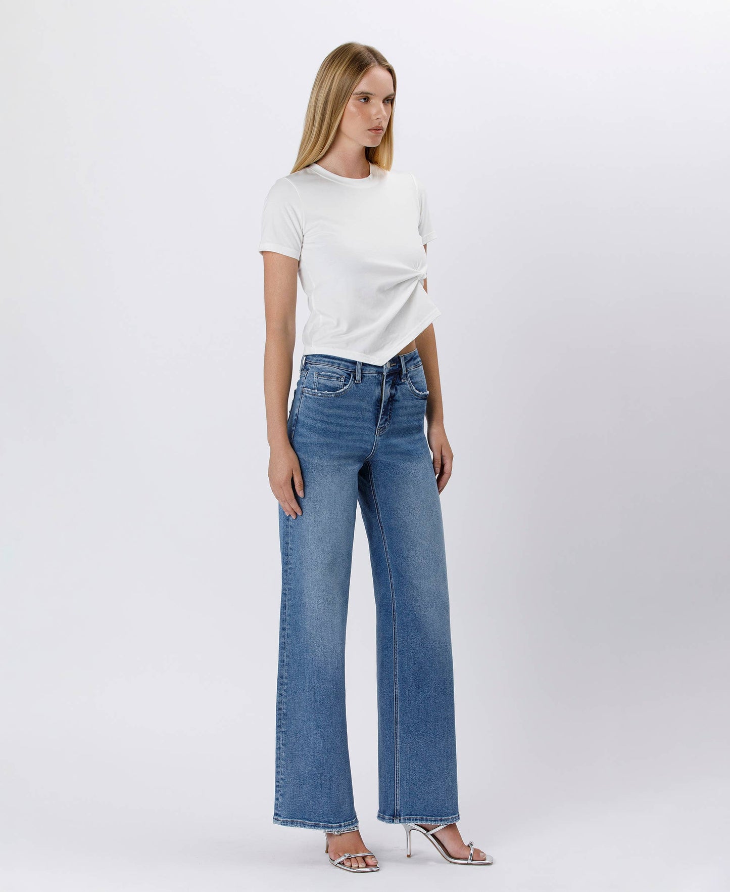 TUMMY CONTROL SUPER HIGH RISE BAGGY WIDE JEANS