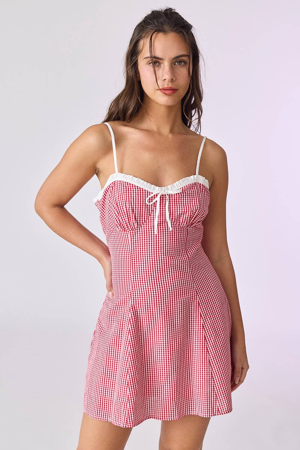 Gingham Tie Front Mini Dress