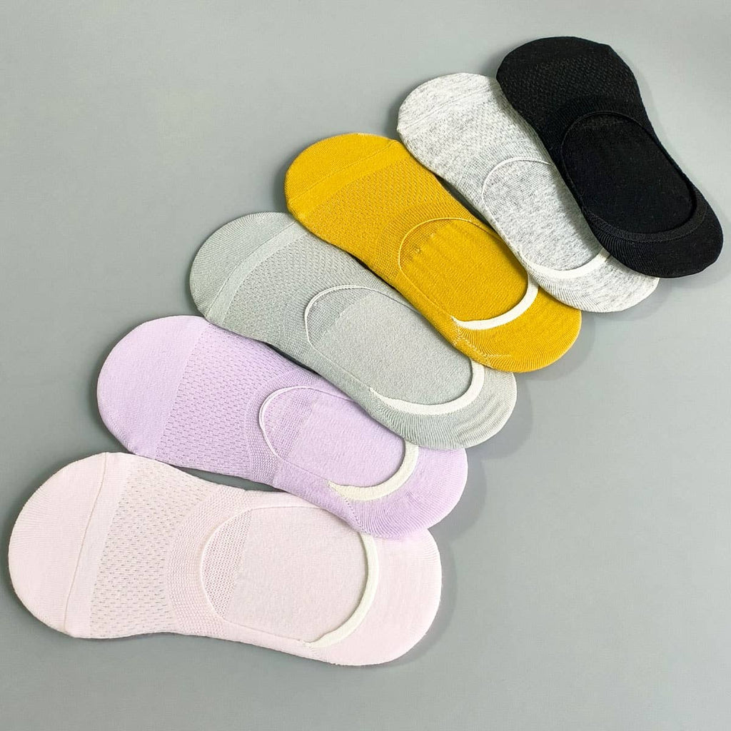 Mesh Solid No Show Socks