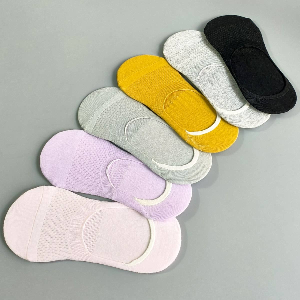 Mesh Solid No Show Socks