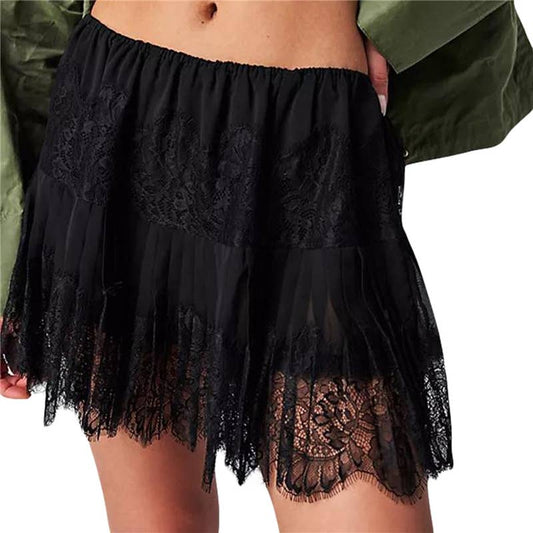 High Waist Lace Mini Skirt
