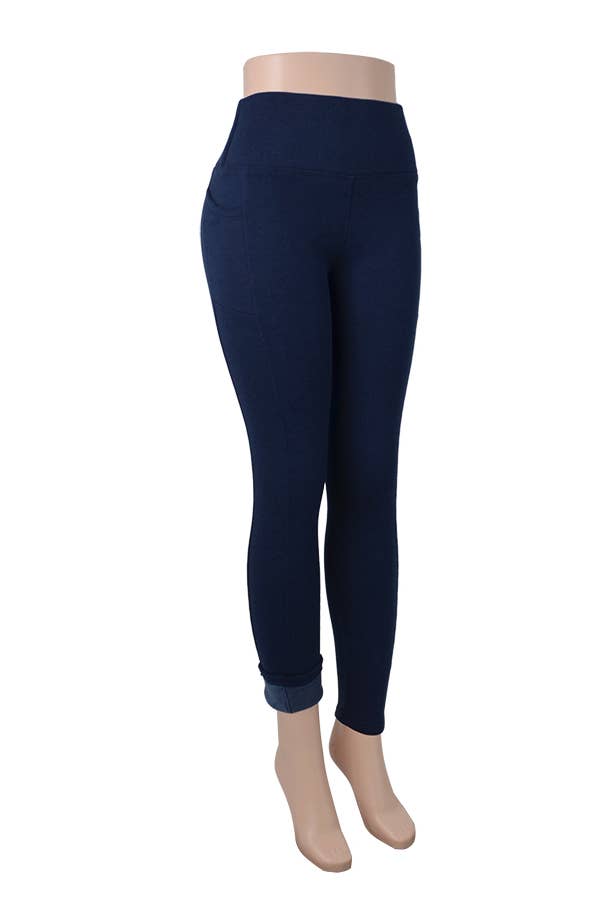 Fur lined winter warm legging with side cellphone pockets