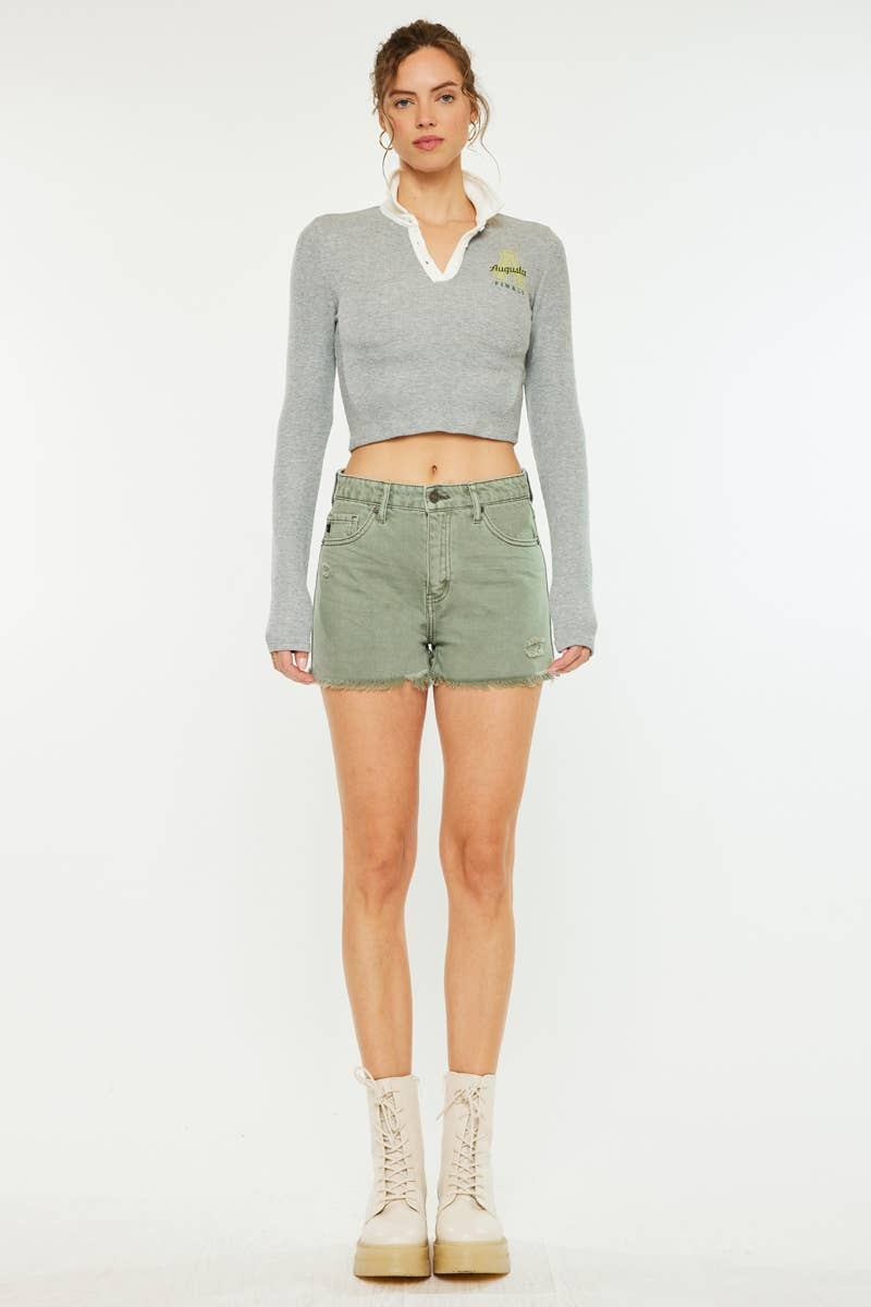 Olive Denim Shorts (PRE🤍ORDER)