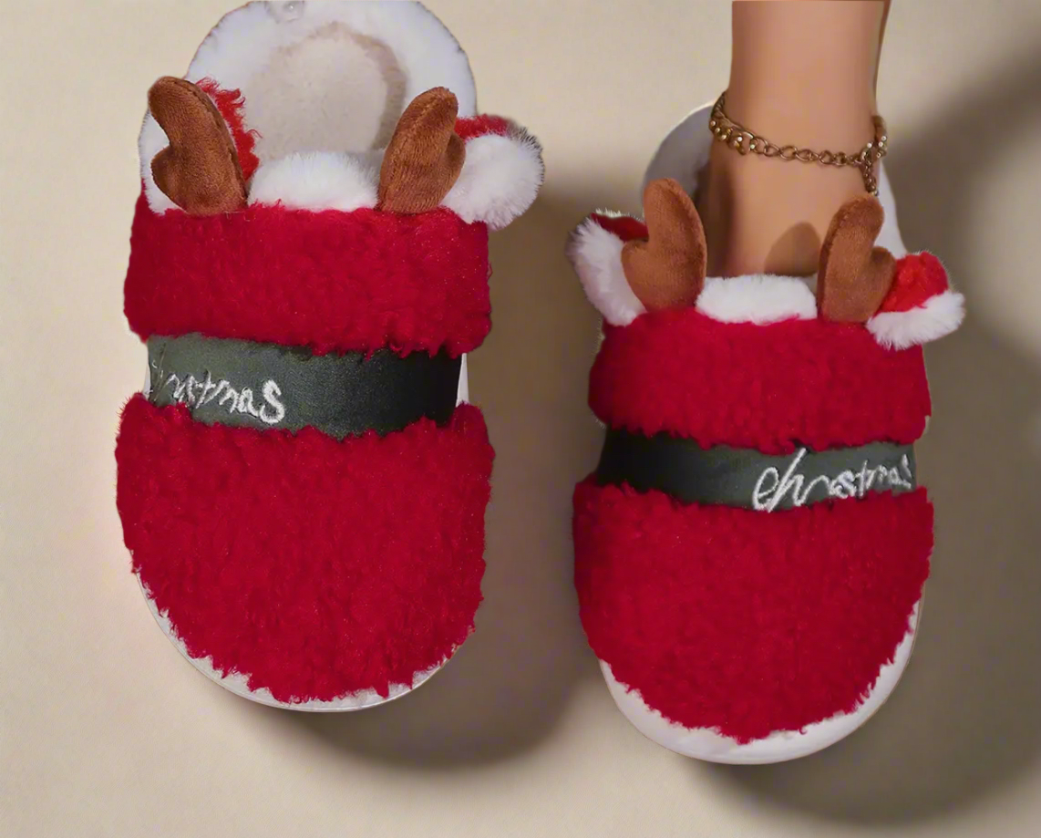 Christmas Deer Plush Comfy Slippers