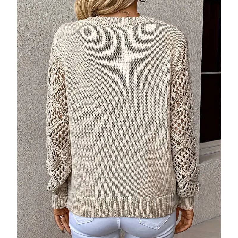 CUT-OUT V-NECK PULLOVER SWEATER