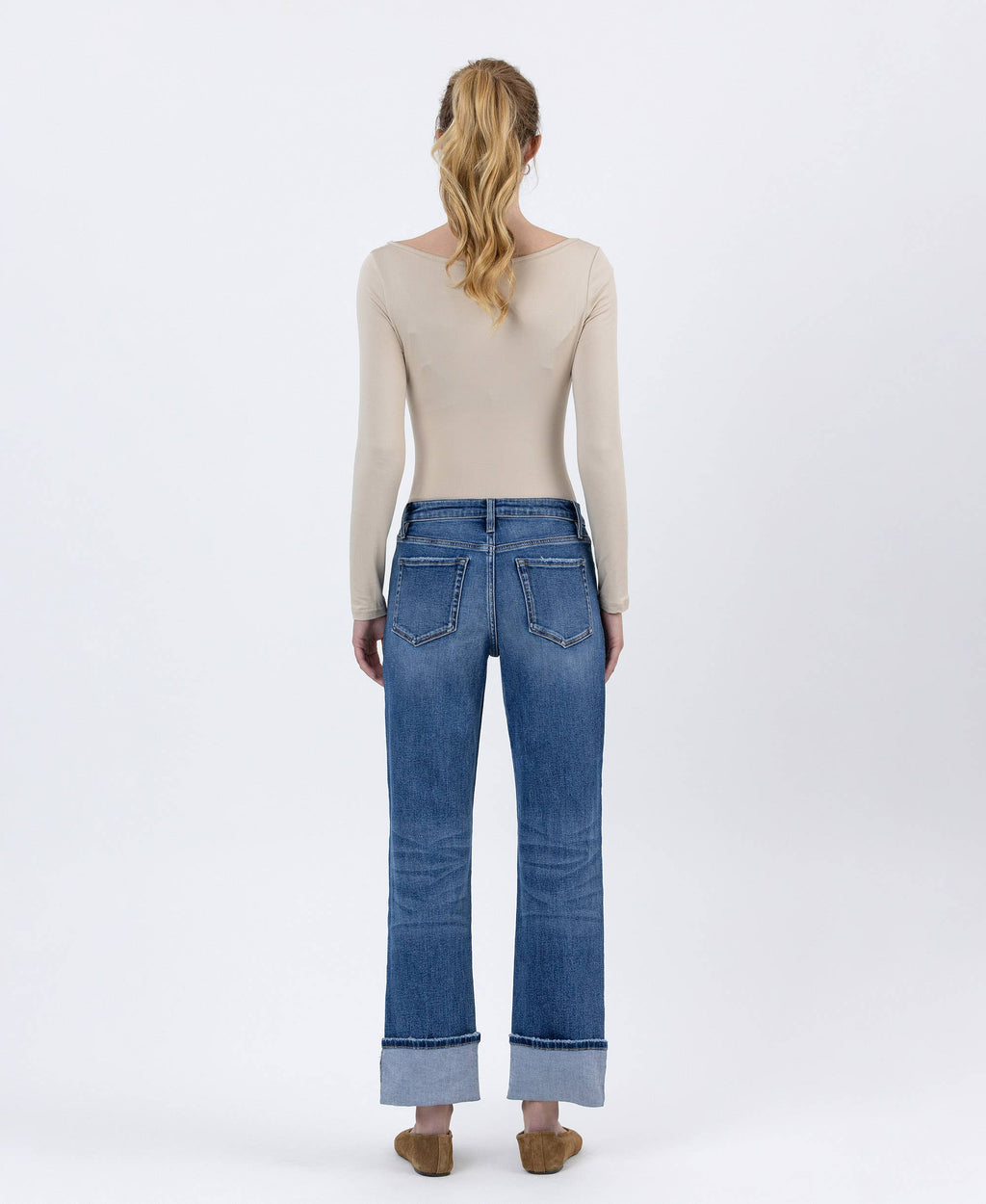 HIGH RISE CUFFED ANKLE STRAIGHT JEANS (PRE🤍ORDER)