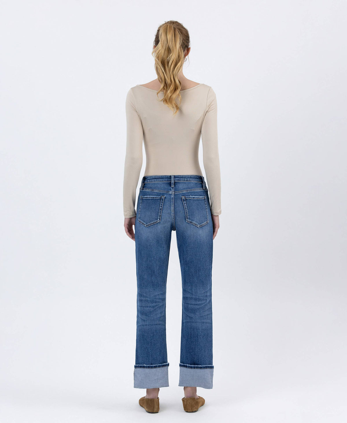 HIGH RISE CUFFED ANKLE STRAIGHT JEANS (PRE🤍ORDER)