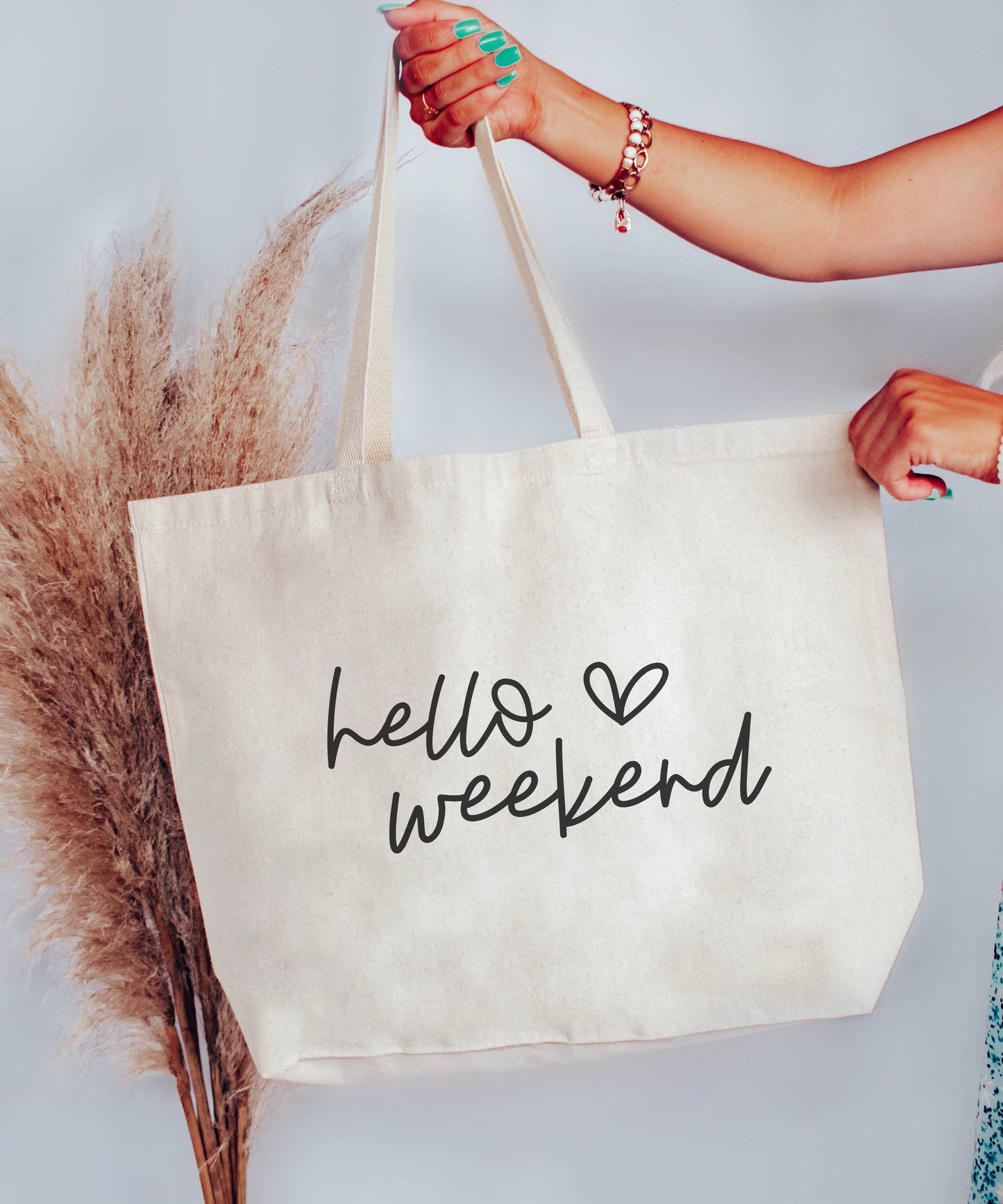 Hello Weekend- Beach Bag Canvas Tote Bag