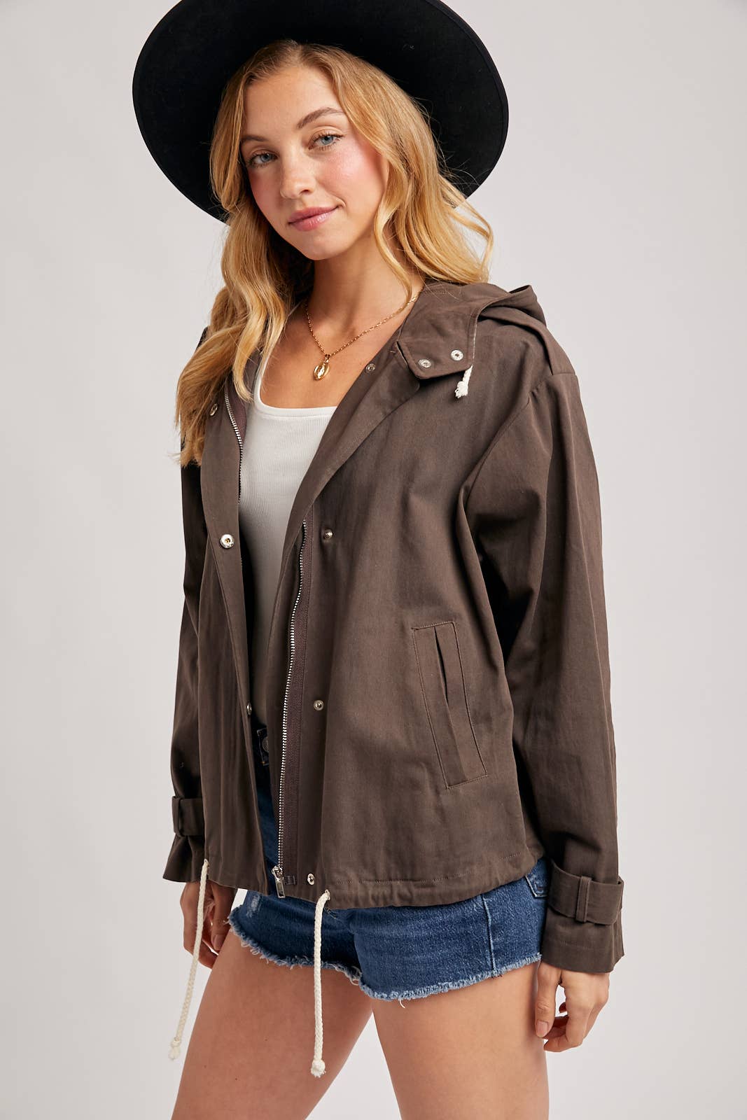 DRAWSTRING HOODED JACKET