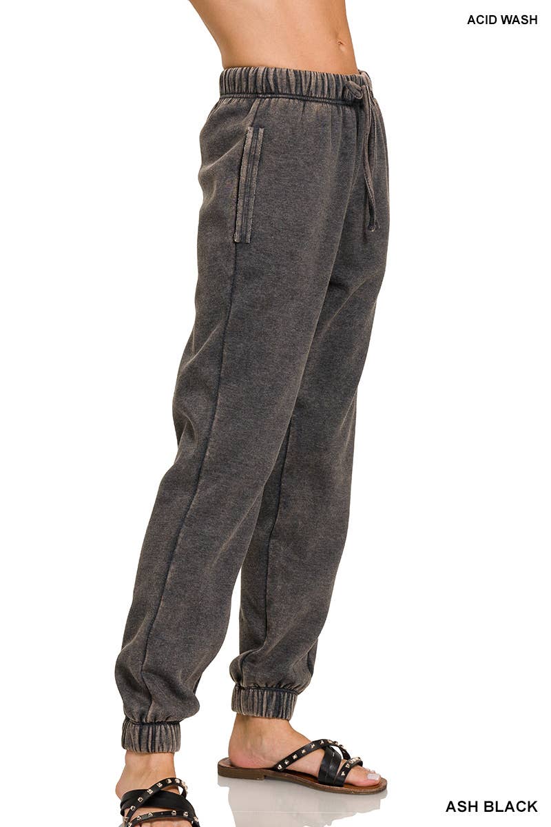 WASHED FLEECE SWEATS WITH POCKETS