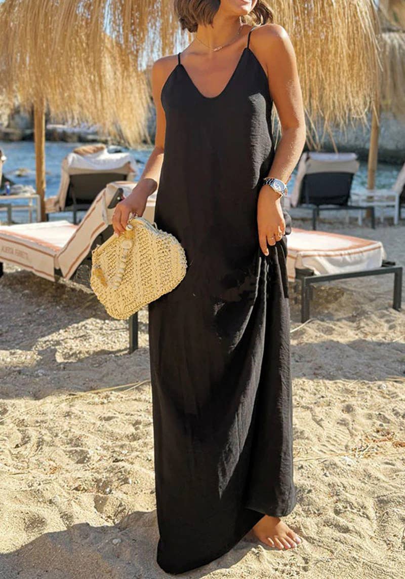 Casual V-Neck Cross Backless Cami Dress (PRE🤍ORDER)