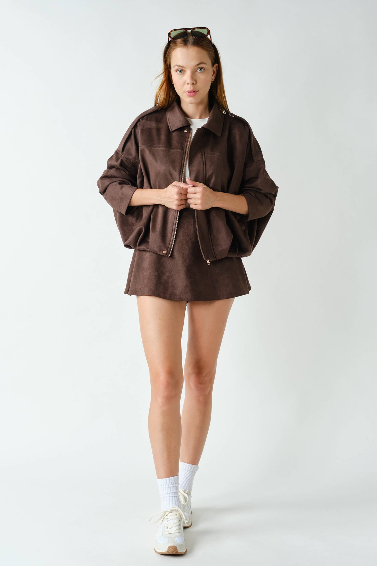 SUEDE-FINISH ZIP-FRONT JACKET (PRE🤍ORDER)
