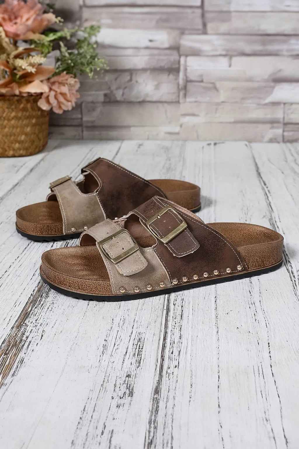 Western Suede Rivet Hollow Out PU Leather Slip-on