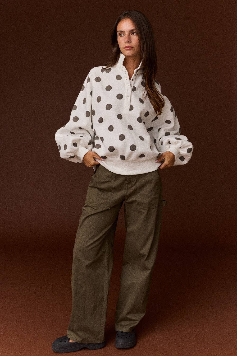 Half-Snap Polka Dot Sweatshirt (PRE🤍ORDER)