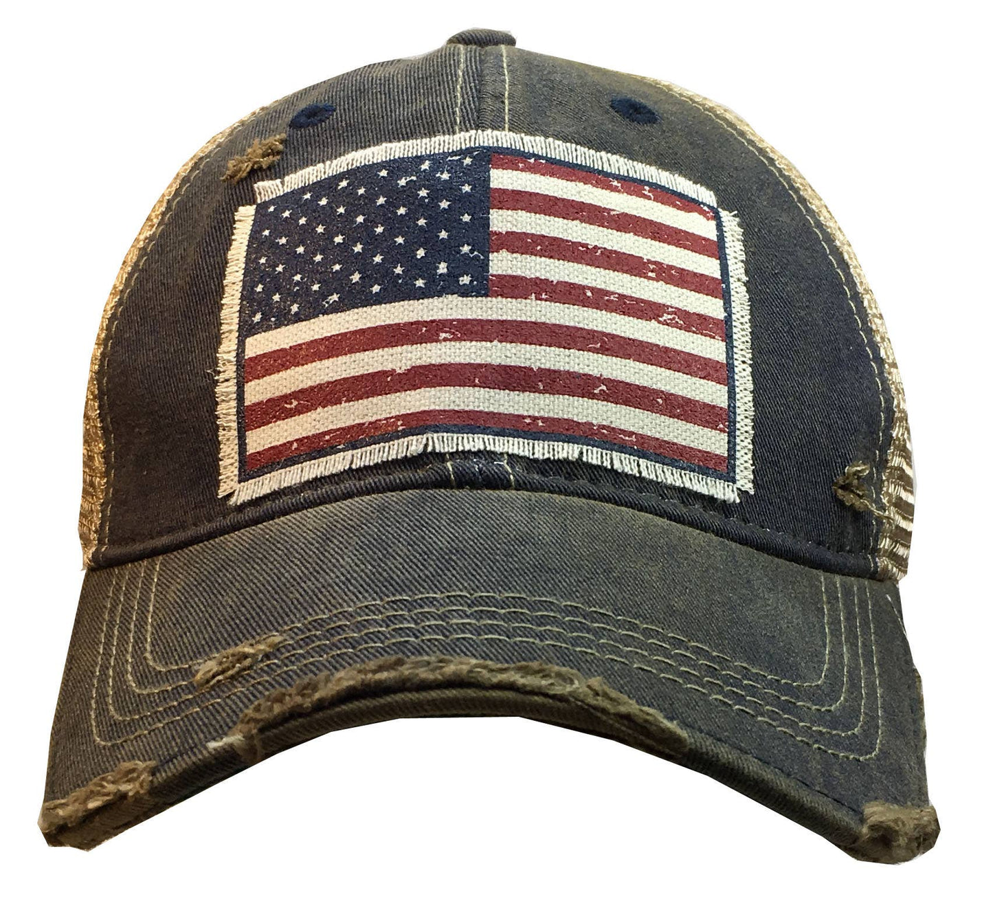 American Flag USA Distressed Trucker Hat Baseball Cap