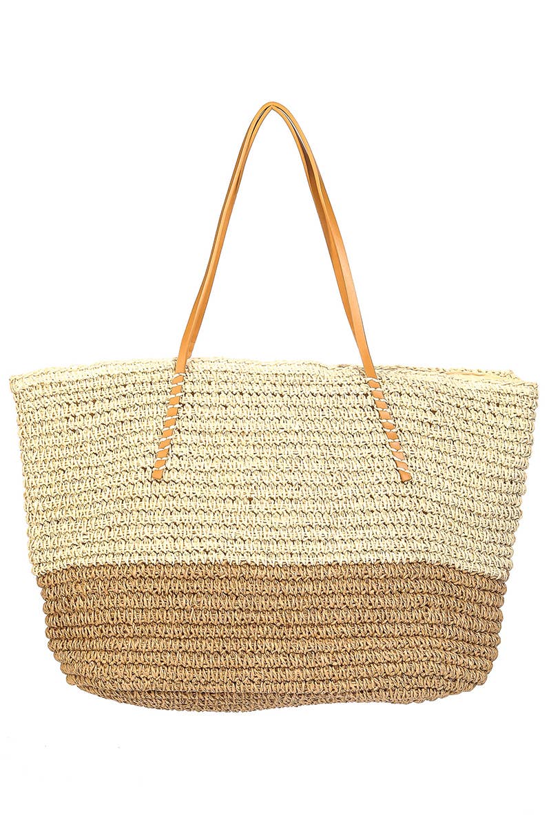 Straw Braided Beach Tote Bag
