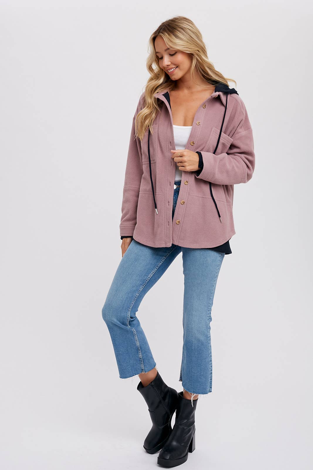 FLEECE HOODIE SHACKET