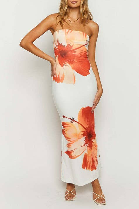 Hibiscus Floral sleeveless tube dress