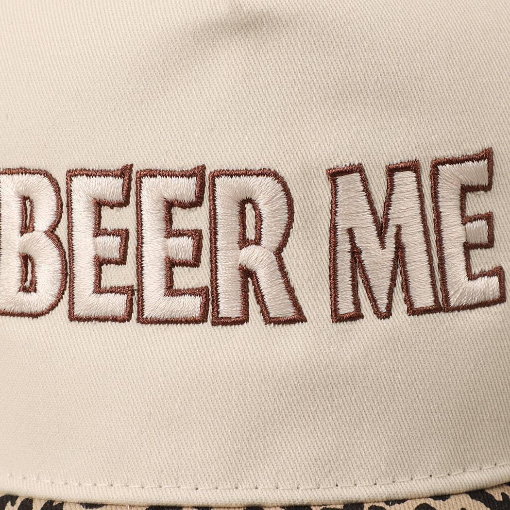 BEER ME Embroidery Leopard Camo Trucker Hat