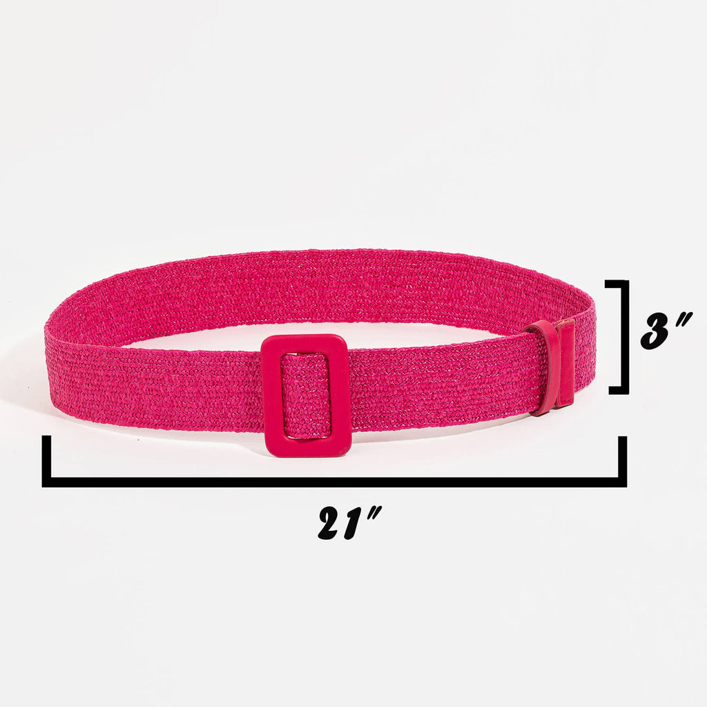 Rectangle Buckle Straw Braided Belt