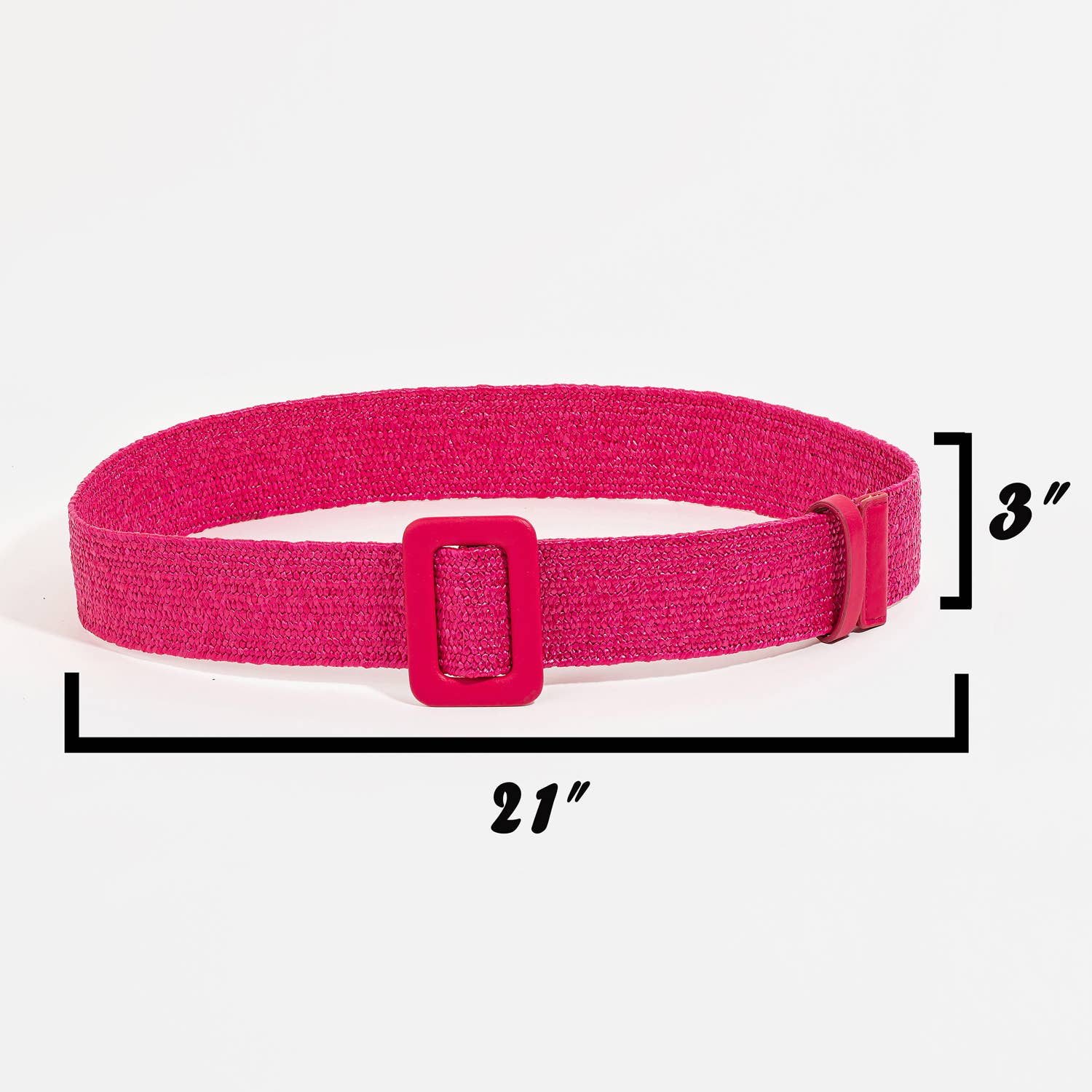 Rectangle Buckle Straw Braided Belt