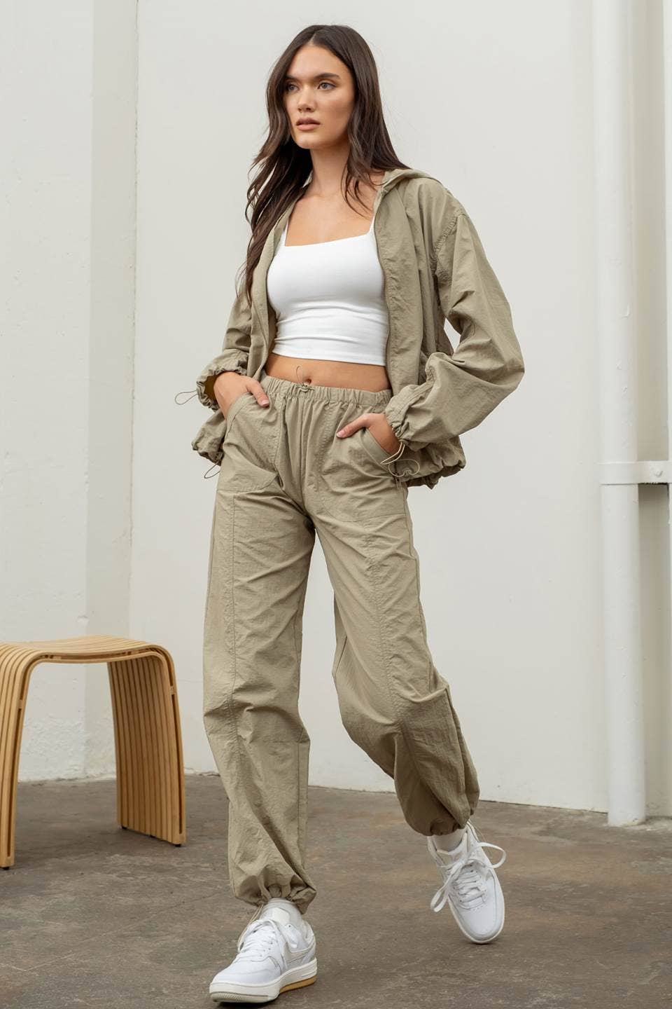 ZIP UP DRAWSTRING HOODED JACKET