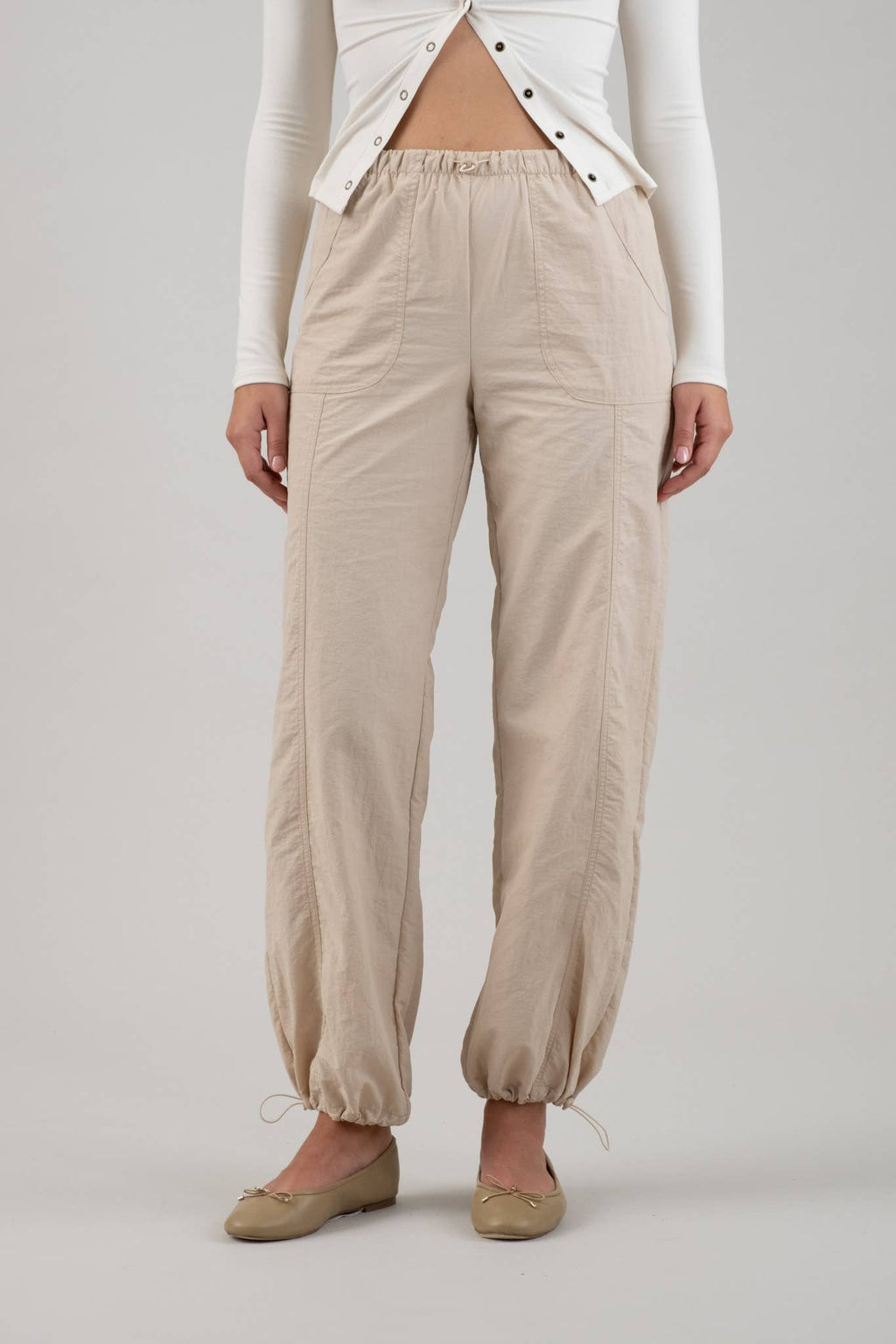 DRAWSTRING NYLON JOGGERS