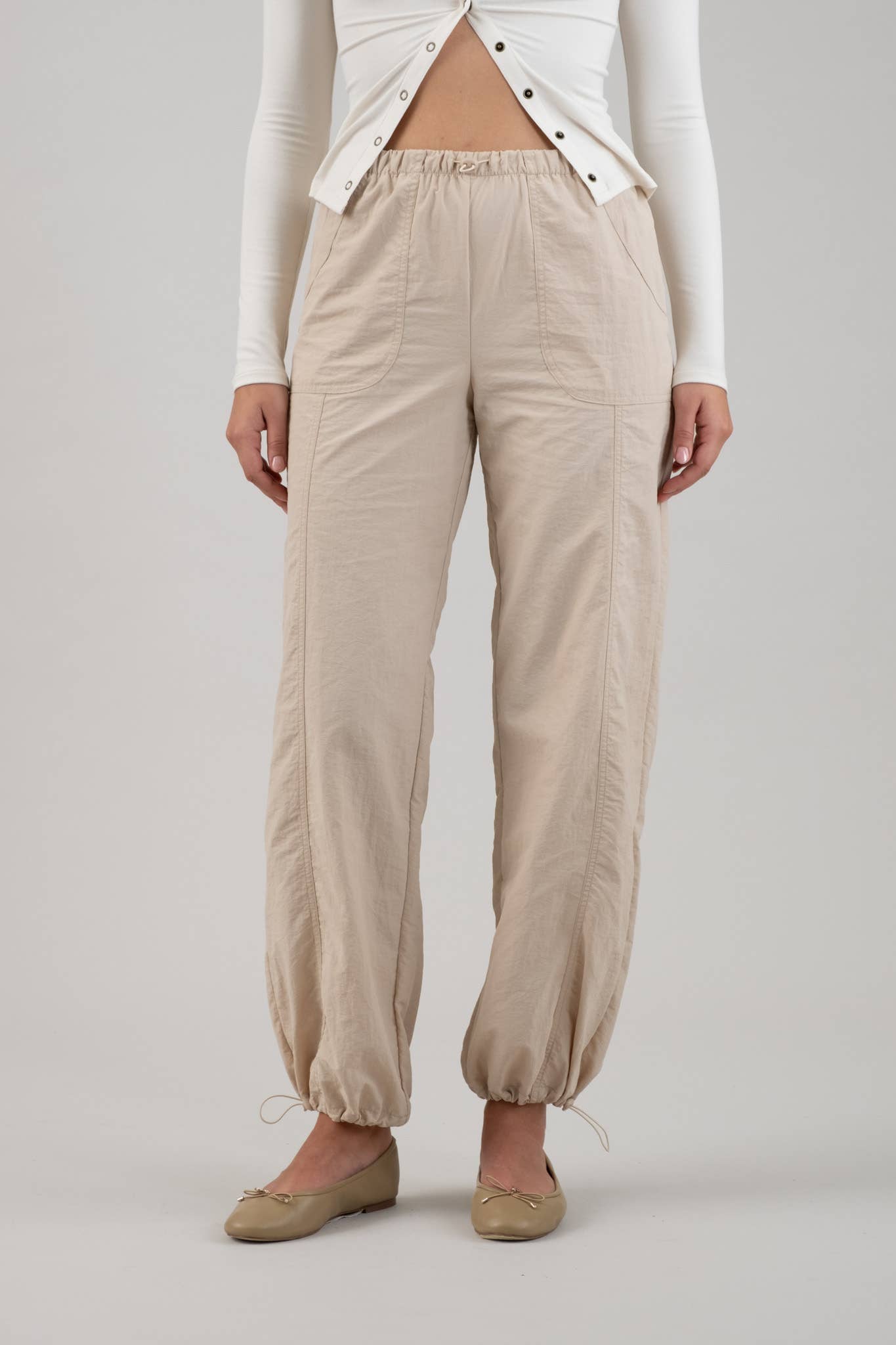 DRAWSTRING NYLON JOGGERS